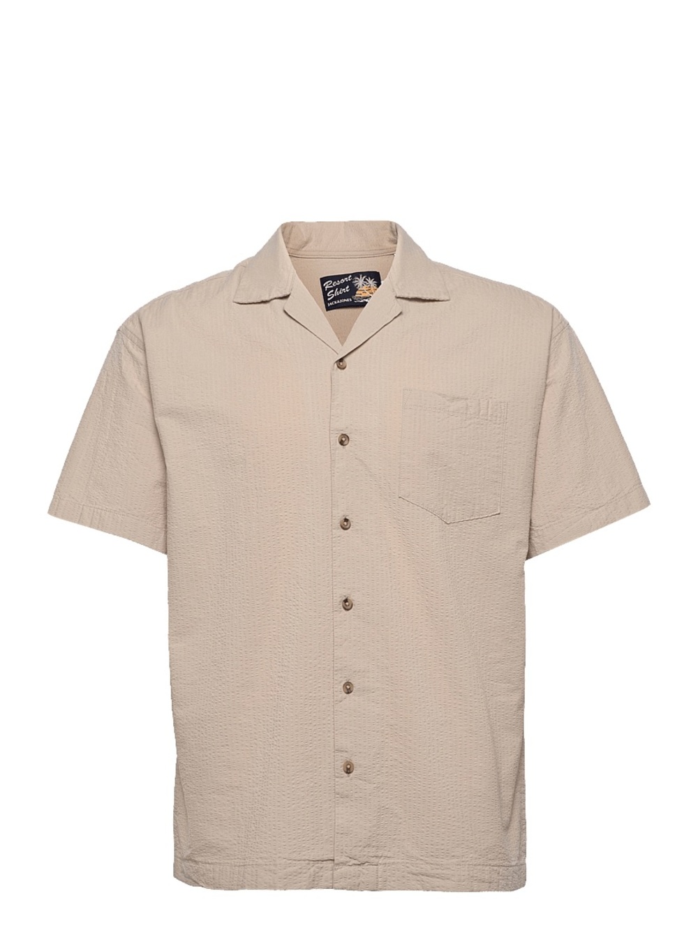 Resort Jack & Jones Mens Size XXL shirt seersucker tan Beach Summer